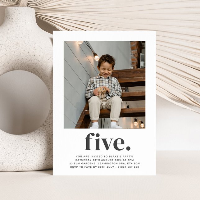 Cinq - Photo Carré Invitation Anniversaire (Créateur téléchargé)