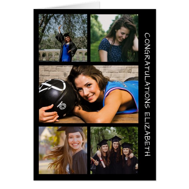 Cinq photo - Collage d'inscription Carte d'anniver (Devant)