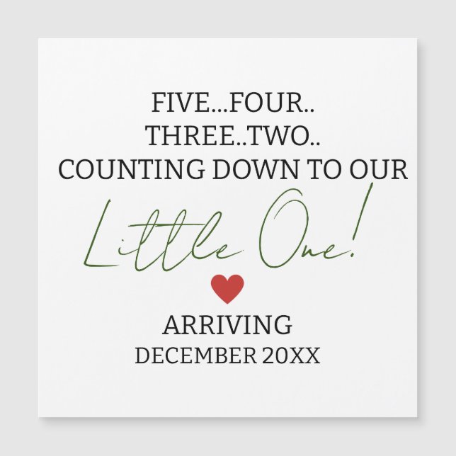 CINQ QUATRE TROIS DEUX Compter jusqu'à la grossess (Devant)