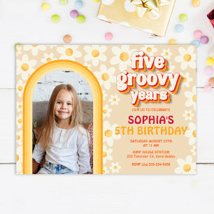 Cinq Super 5e anniversaire Invitation photo   Retr