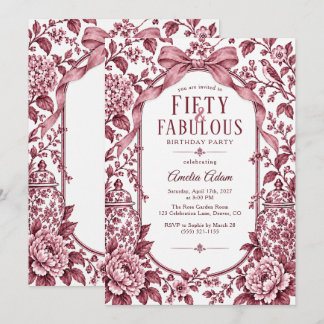 Cinquante ans et Fabuleux Invitation d'anniversair