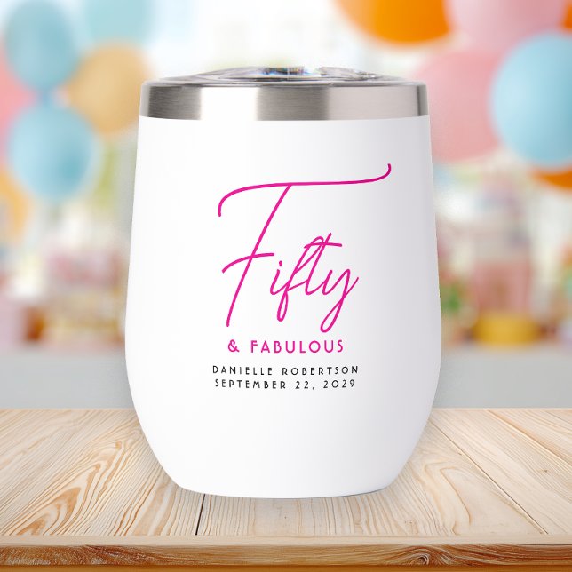 Cinquante ans et Fabuleux Script Rose Fête d'anniv (Créateur téléchargé)