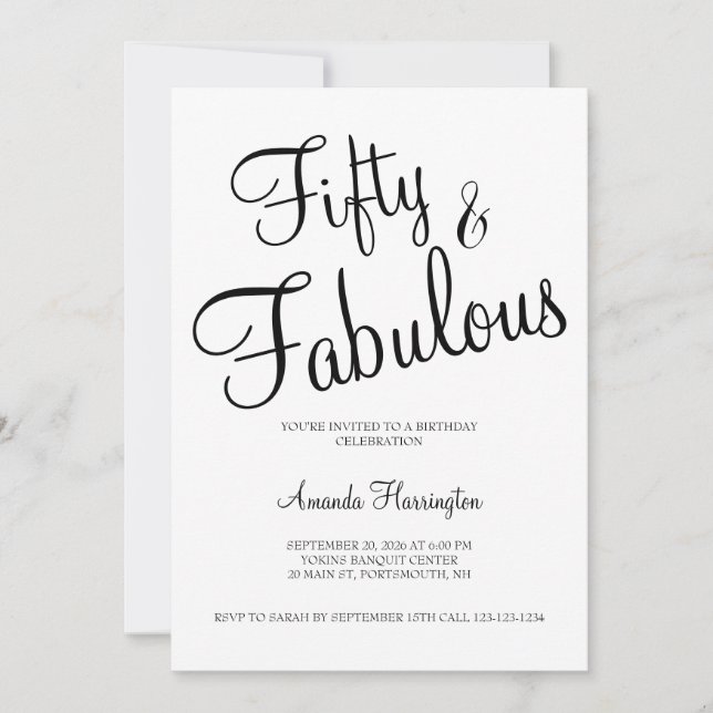 Cinquante ans et Fantastique Invitation Anniversai (Devant)