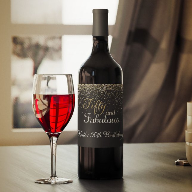 Cinquante et fabuleux Étiquette de vin d'anniversa (Créateur téléchargé)