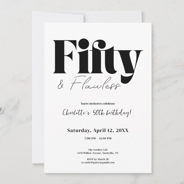 Cinquante & Impeccable Invitation pour 50ème Anniv (Devant)