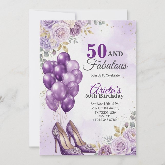 Cinquante invitations d'anniversaire fabuleuses  (Devant)