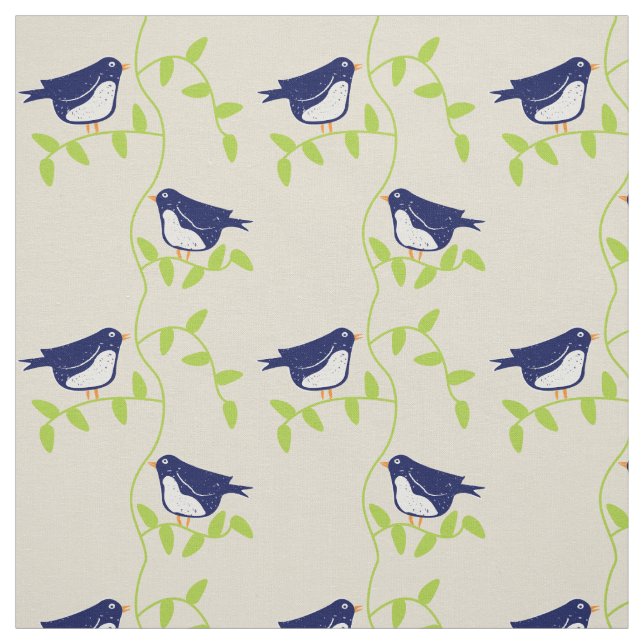 Cinquante-neuf - tissu deux oiseaux bleus (Échantillon)