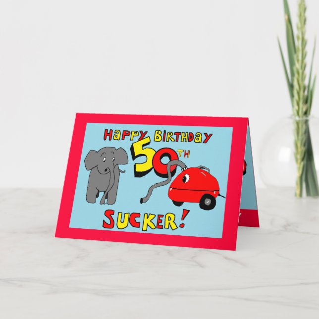 cinquantième carte d'anniversaire d'éléphant drôle (Devant)