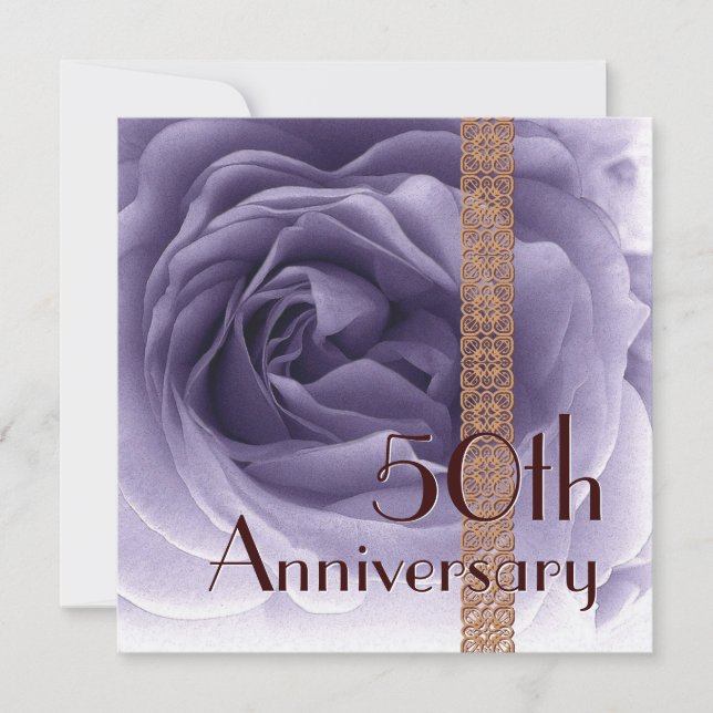 cinquantième Invitation d'anniversaire - rose de (Devant)