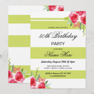 cinquantième Invitation de roses verts de chaux de