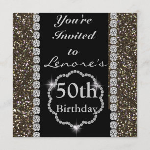 Cinquantième invitation PERSONNALISÉE BLING