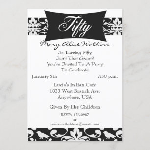 cinquantième Invitation personnalisée de fête