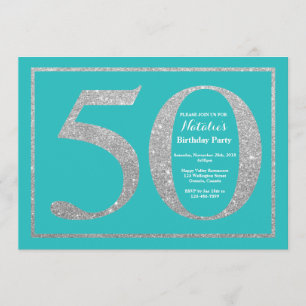 cinquantième Invitation Teal d'anniversaire et