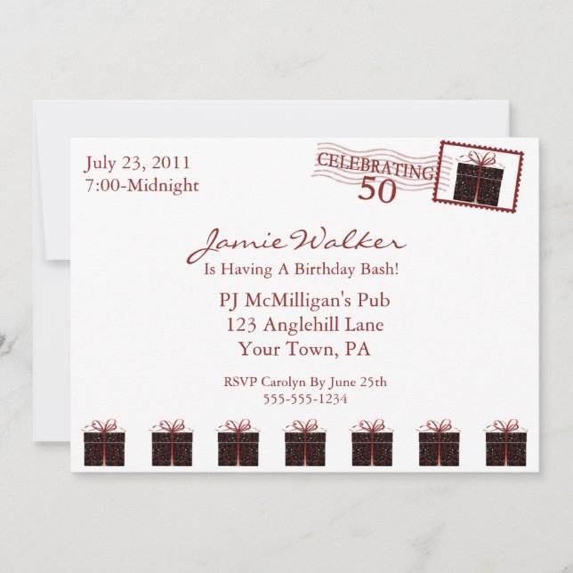 Cinquantième invitation unique de fête (Devant)