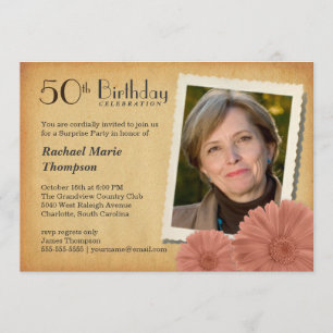 cinquantième Invitations vintages de photo de