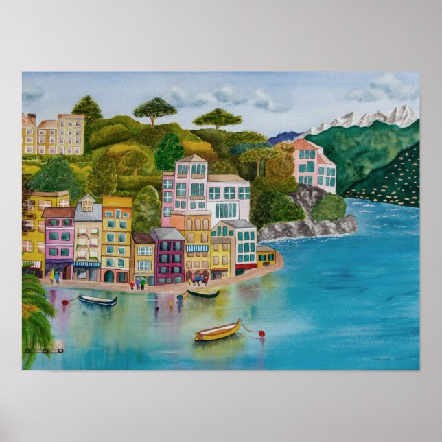Cinque Terre Coastline Watercolor Poster (Devant)