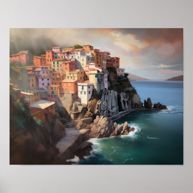 Cinque Terre Italie Paysage Art Imprimer Poster (Devant)