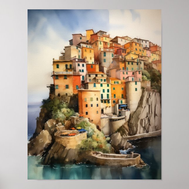 Cinque Terre Italie Paysage Art Imprimer Poster (Devant)