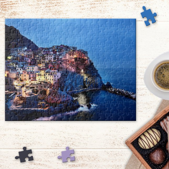 Cinque Terre Italie Scène de nuit Peinture Puzzle (Créateur téléchargé)