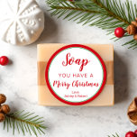 Circle Étiquette de savon, Fêtes de Noël Rouge & V<br><div class="desc">Utilisez ces autocollants ronds sucrés pour des barres étiquettes de savon,  de lavage du corps ou de désinfectant à la main en cette saison des Fêtes. Fait un grand cadeau pour l'enseignant ou le client.</div>