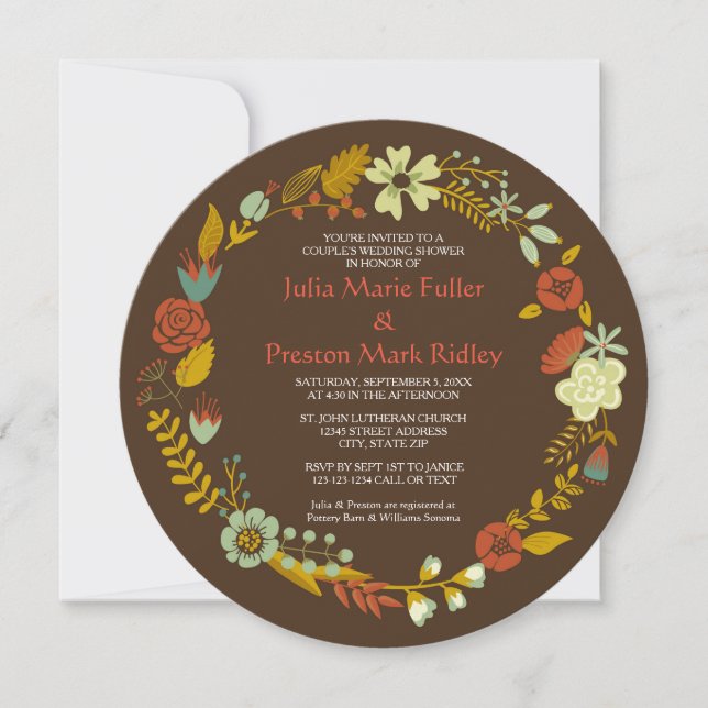 Circle Fall Wreath Design - Invitation de douches  (Devant)