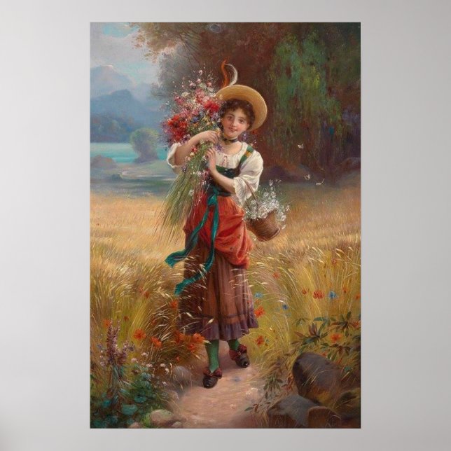 Circle Flower Girl par Hans Zatzka - affiche (Devant)