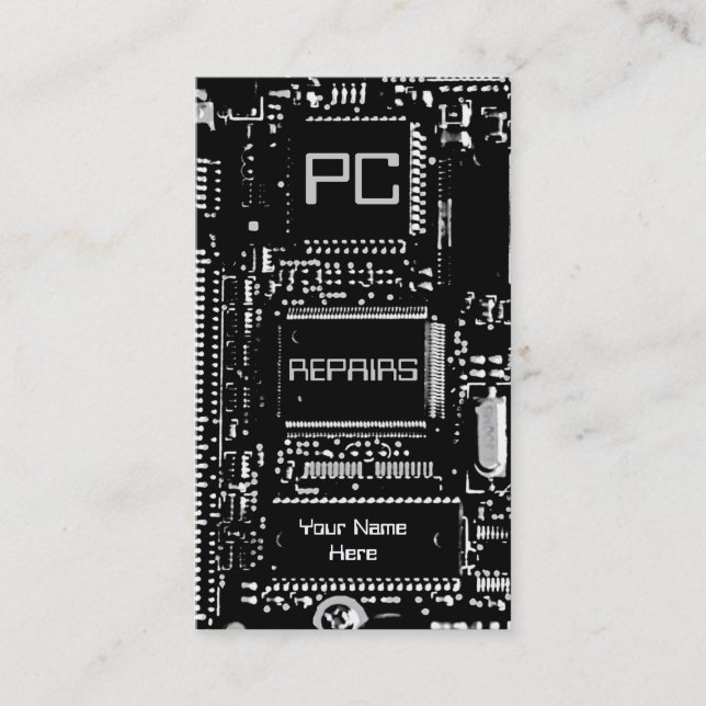 Circuit B & W 'PC réparations' carte de visite bla (Devant)