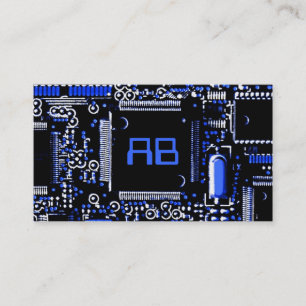 Circuit bleu 2 'monogramme carte de visite blanc
