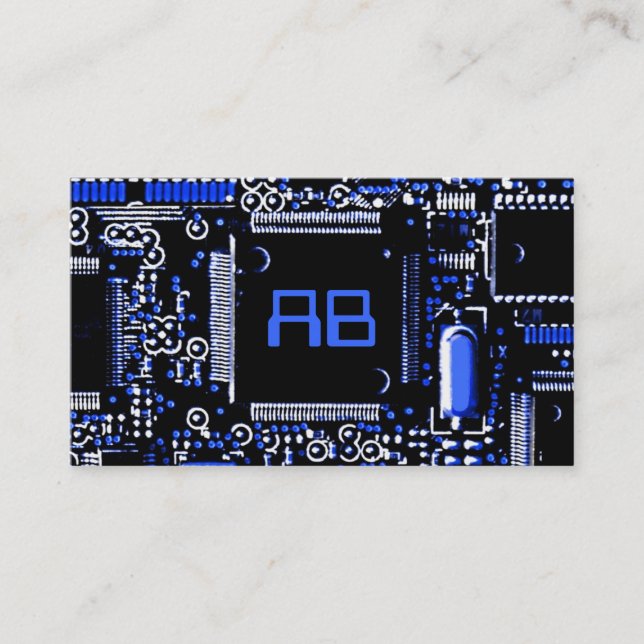 Circuit bleu 2 'monogramme carte de visite blanc (Devant)