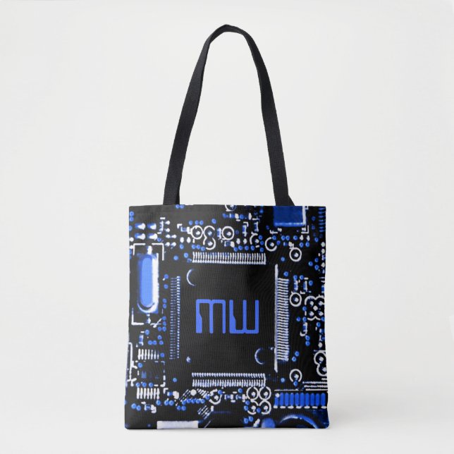 Circuit bleu 2 Monogramme sur tout le sac fourre-t (Devant)