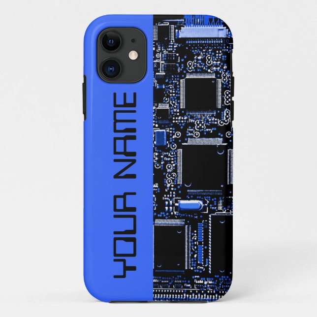 Circuit bleu 2 "Nom" coque iphone côté bleu (Dos)