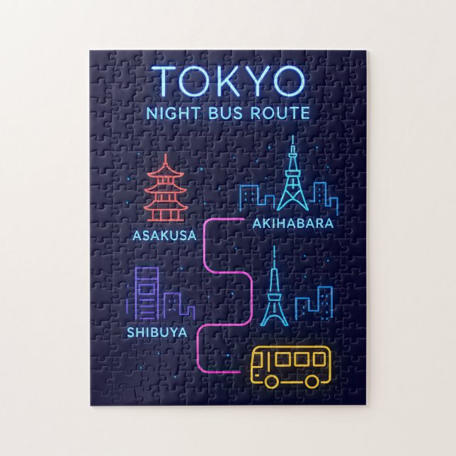 Circuit de bus nocturne de Tokyo Puzzle Néon – Jap (Vertical)