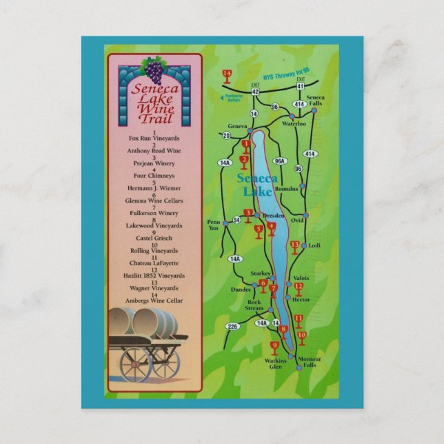 Circuit des vins de Seneca Lake Carte postale vint (Devant)
