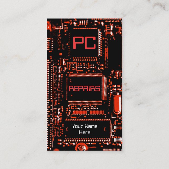Circuit Rouge 'PC réparations' carte de visite bla (Devant)