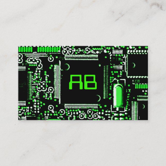 Circuit vert 2 'monogramme blanc carte de visite (Devant)