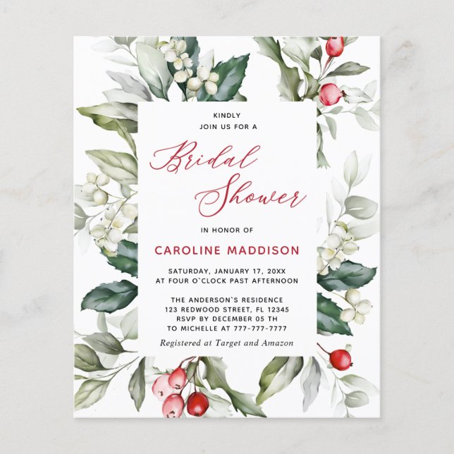 Circulaire de Fête des mariées d'hiver Noel Élégan (Devant)