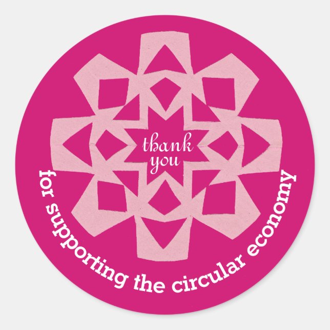 Circular economy thank you sticker pink snowflake (Devant)