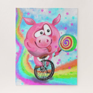 Circus Acrobat Piggy Cyclist avec Lollipop Puzzle