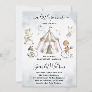 Circus Animaux Mobile Baby shower Invitation