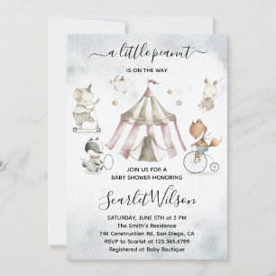 Circus Animaux Mobile Baby shower Invitation