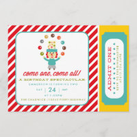 CIRCUS CARNIVAL ANNIVERSAIRE invitation DE L'INVIT