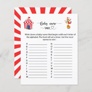 Circus Carnival Baby Name Race game