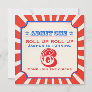 Circus fun fair 6e anniversaire invitation