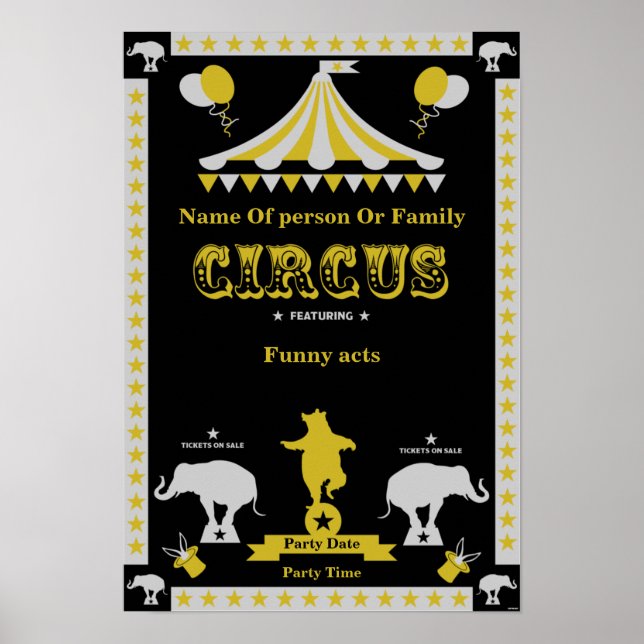 Circus Party Posters And Cards (Devant)