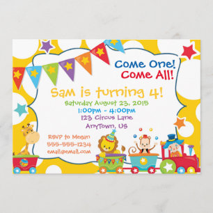 Circus Party sur mesure Invitation d'anniversaire