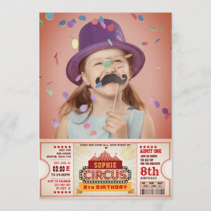 Circus Pass Photo Anniversaire Invitation