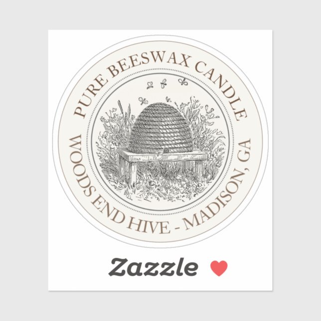 Cire d'abeille Étiquette bougie avec Skep (Feuille)