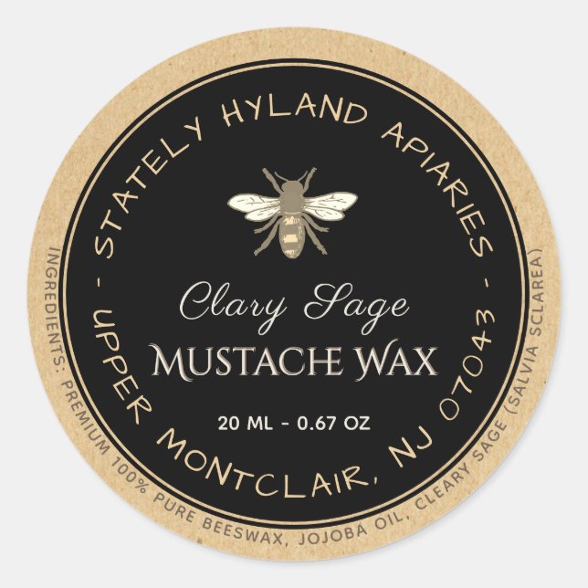 Cire d'abeille manuscrite Kraft Étiquette de produ (Devant)