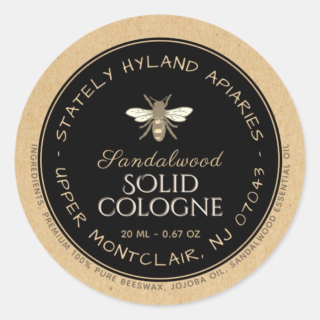 Cire d'abeille manuscrite Kraft Étiquette de produ (Devant)