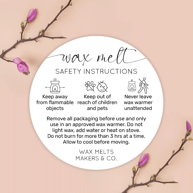 Cire Fonte Avertissement Étiquette moderne Script  (Créateur téléchargé)